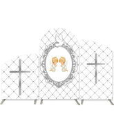 Lofaris Pigeon White Grid Twins Baby Shower Arch Backdrop Kit